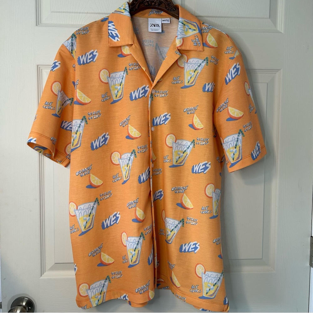 Zara WES XL Men's Orange Button Up Shirt